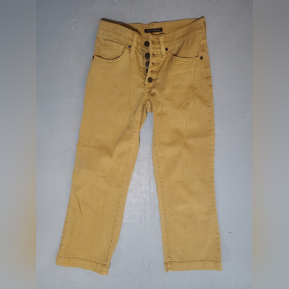 Mustard cropped boot cut lucky brand jeans